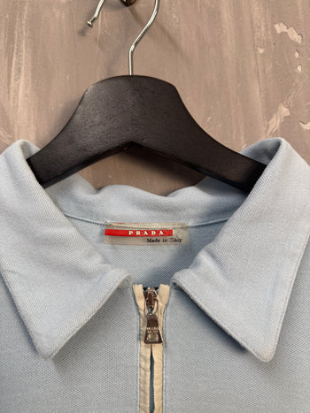 Prada Quarter Zip Polo Shirt Light Blue