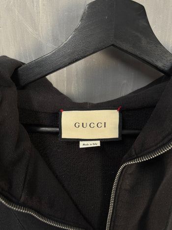 Gucci Logo-Print Half Zip Hoodie Black
