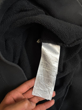 Gucci Logo-Print Half Zip Hoodie Black