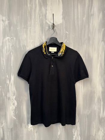 Gucci Tiger Collar Polo Shirt Black
