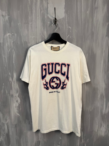Gucci Collegiate Flame Logo Tee White
