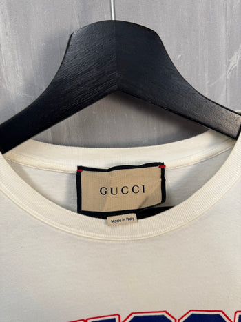 Gucci Collegiate Flame Logo Tee White