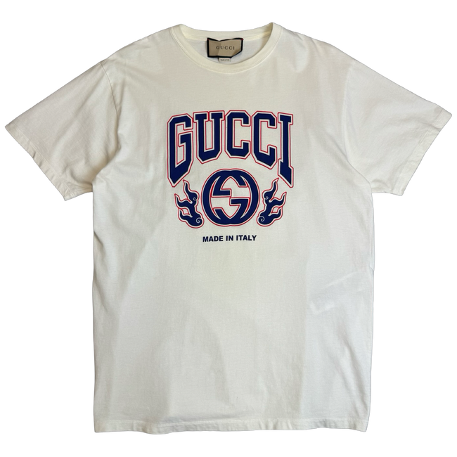 Gucci Collegiate Flame Logo Tee White