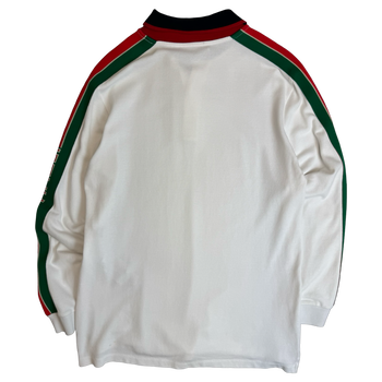 Gucci Web-striped Longsleeve Polo Shirt White