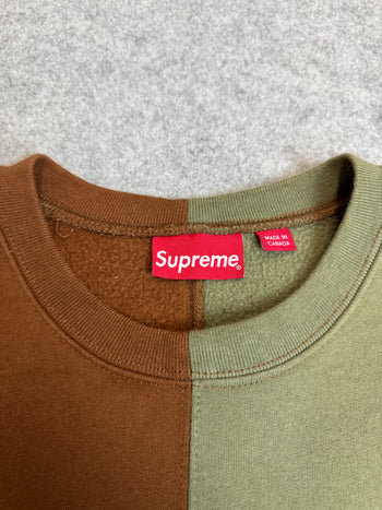 Supreme Split Crewneck Sweatshirt Brown/Olive (USED)