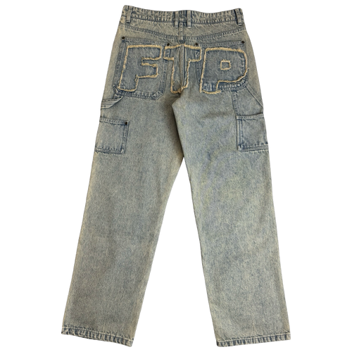 FTP Frayed Denim Logo Carpenter Pants (USED) | Vintage Clothing Store Canada
