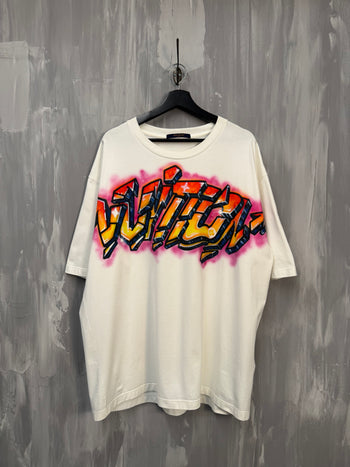 Louis Vuitton Graphite Logo Print Tee White