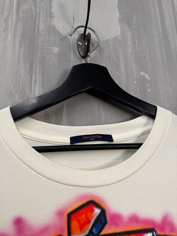 Louis Vuitton Graphite Logo Print Tee White