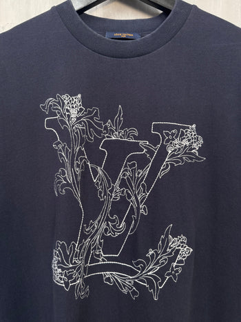 Louis Vuitton Flower Embroidered Tee Navy