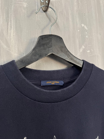 Louis Vuitton Flower Embroidered Tee Navy