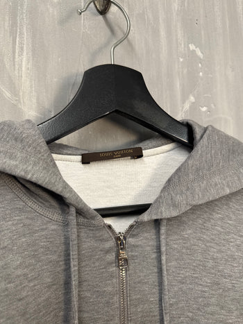 Louis Vuitton Embossed Logo Zip Up Hoodie Grey