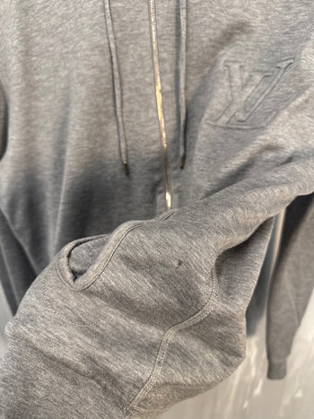 Louis Vuitton Embossed Logo Zip Up Hoodie Grey