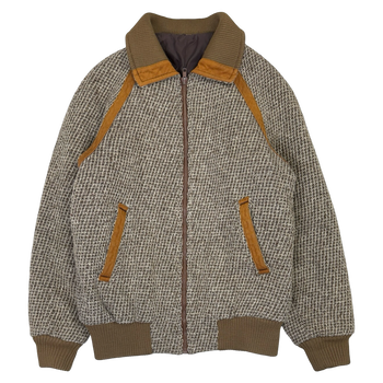Vintage Tweed Wool Knit Bomber Jacket
