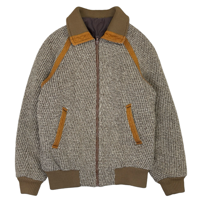 Vintage Tweed Wool Knit Bomber Jacket