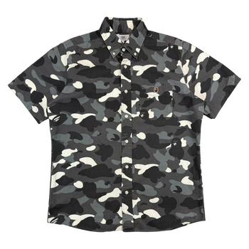 BAPE Camo Pocket Emblem Button Up Shirt Black/Grey (USED)