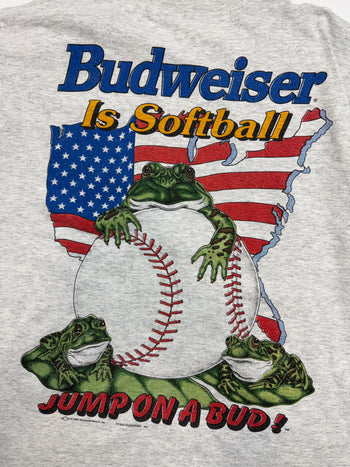 Vintage 1996 Budweiser Is Softball Tee Light Grey