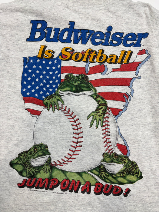 Vintage 1996 Budweiser Is Softball Tee Light Grey | Vitnage Clothing Store Canada