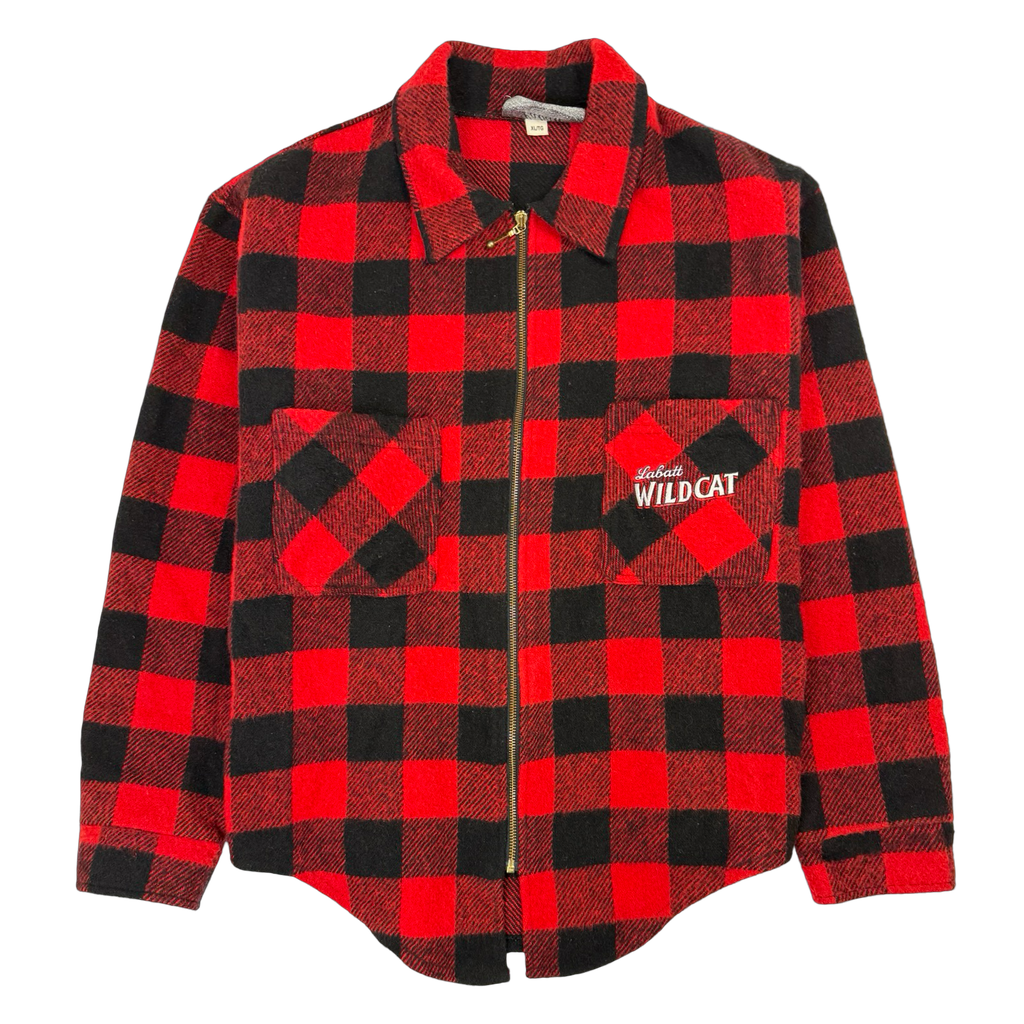 Vintage Labatt Wildcat Wool Plaid Flannel Jacket Red