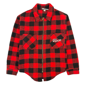 Vintage Labatt Wildcat Wool Plaid Flannel Jacket Red
