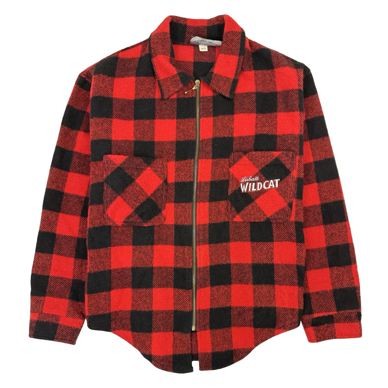 Vintage Labatt Wildcat Wool Plaid Flannel Jacket Red