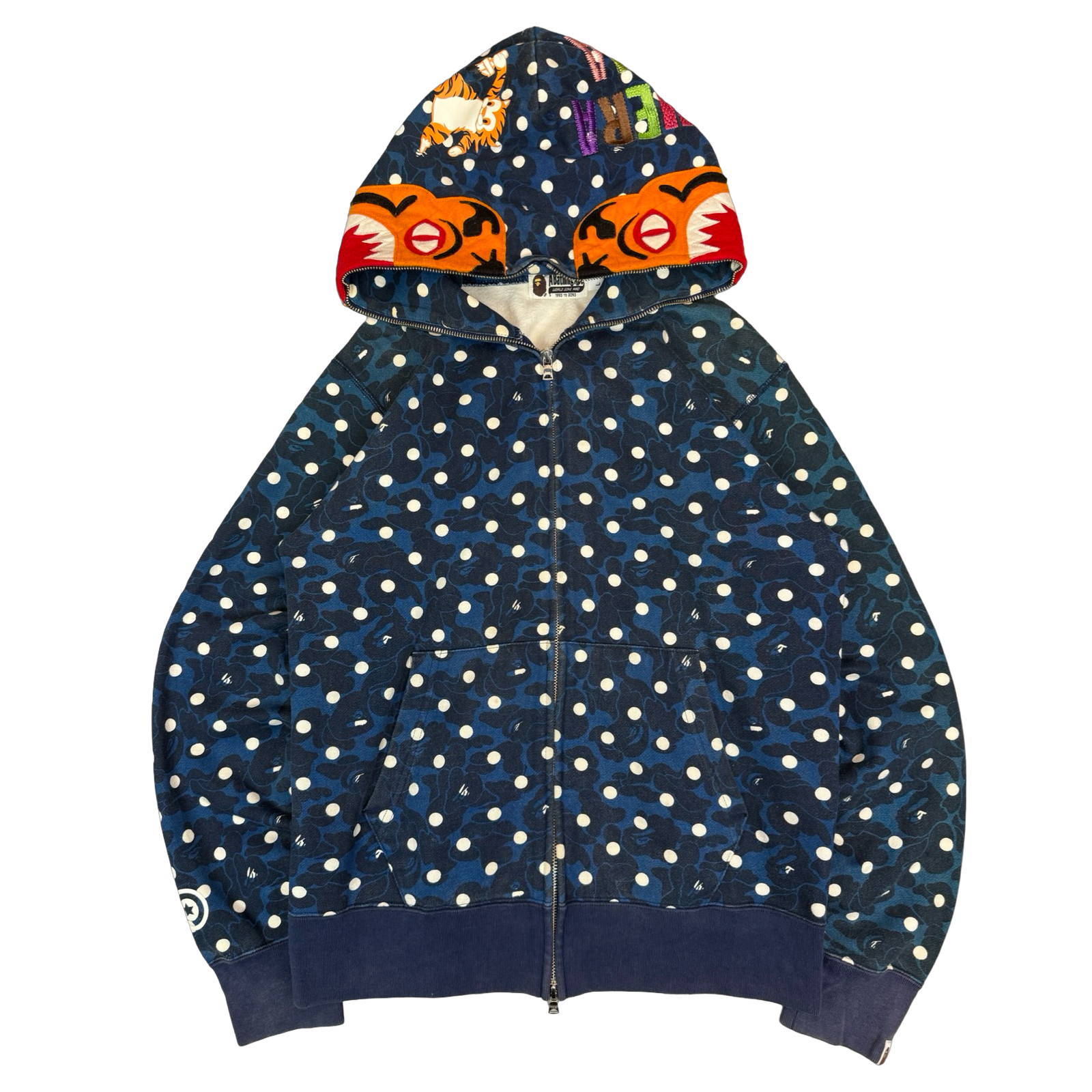 BAPE ABC Camo Polka Dot Shark Full Zip Hoodie Navy (USED)