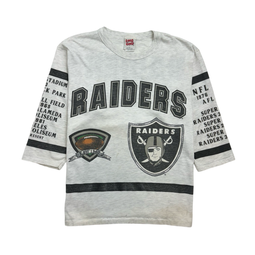 (M) Vintage 90s Raiders Quarter Sleeve Tee White | Vintage Clothing Store Canada