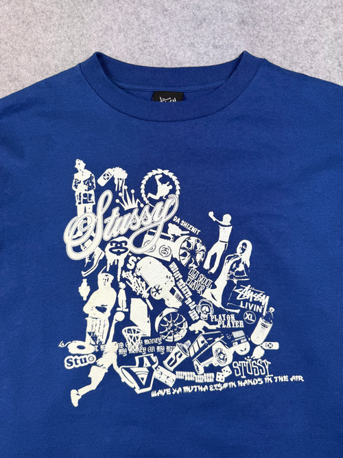 Vintage Stussy Da Shiznit L/S Tee Blue | Vintage Clothing Store Canada