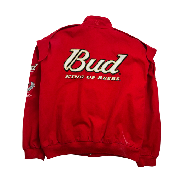 Vintage Bud King Of Beers Nsscar Racing Jacket Red | Vitnage Clothing Store Canada