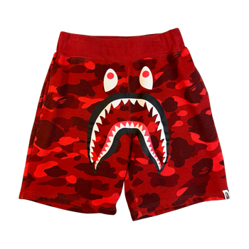 BAPE Color Camo Shark Sweatshorts Red (USED)