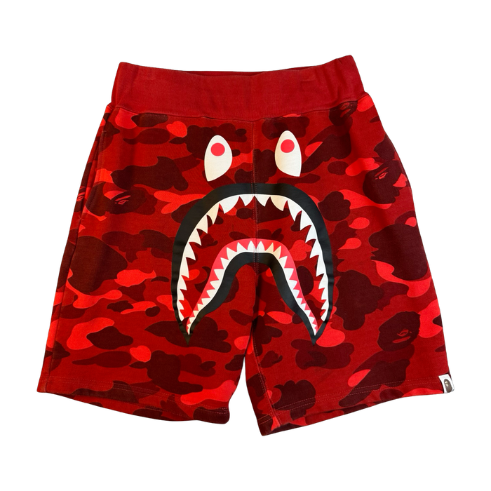 BAPE Color Camo Shark Sweatshorts Red (USED) | Vitnage Clothing Store Canada