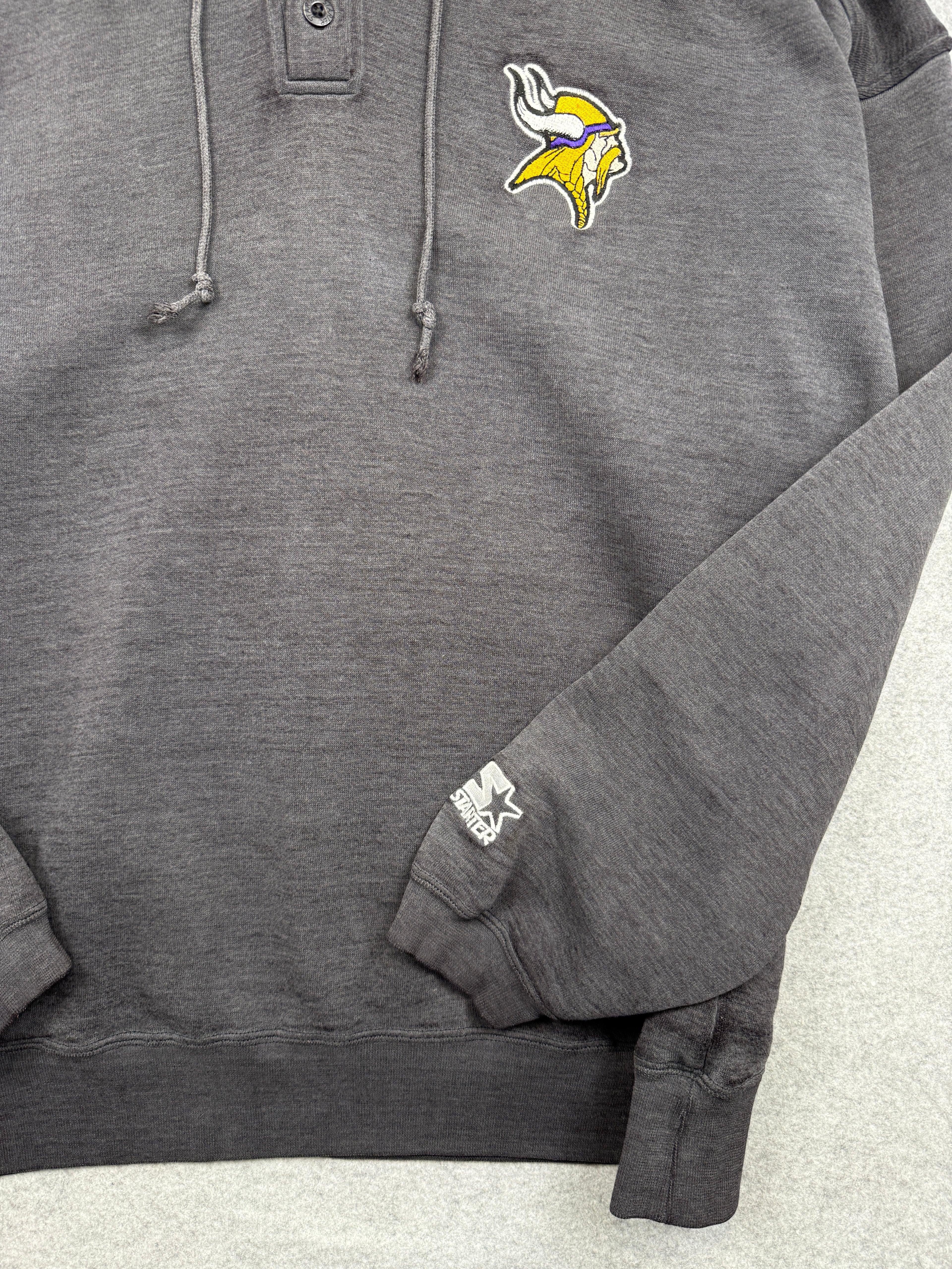 Vintage Minnesota Vikings Hoodie Faded Black