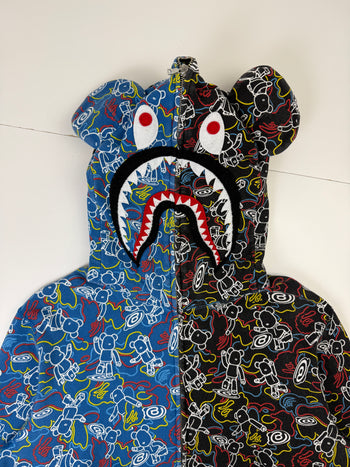 BAPE x Medicom Toy Bearbrick Shark Full Zip Up Sweater (USED)