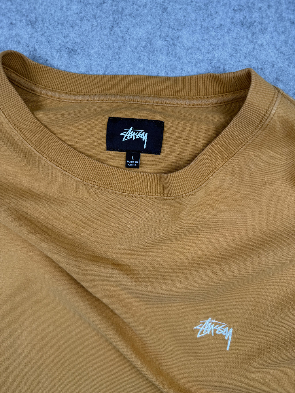 Stussy Basic Logo Embroidered Longsleeve Tee Honey (USED)