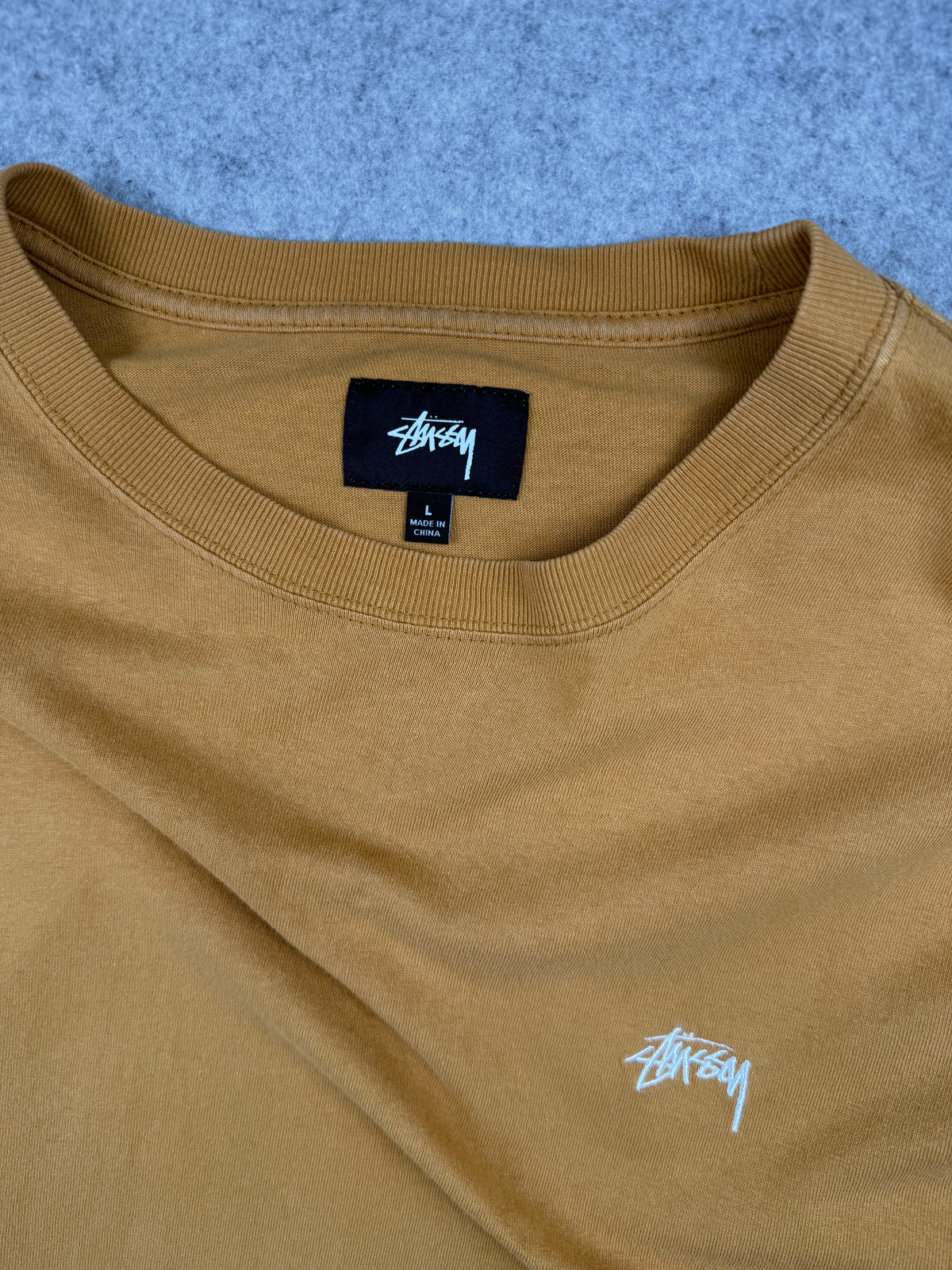 Stussy Basic Logo Embroidered Longsleeve Tee Honey (USED)