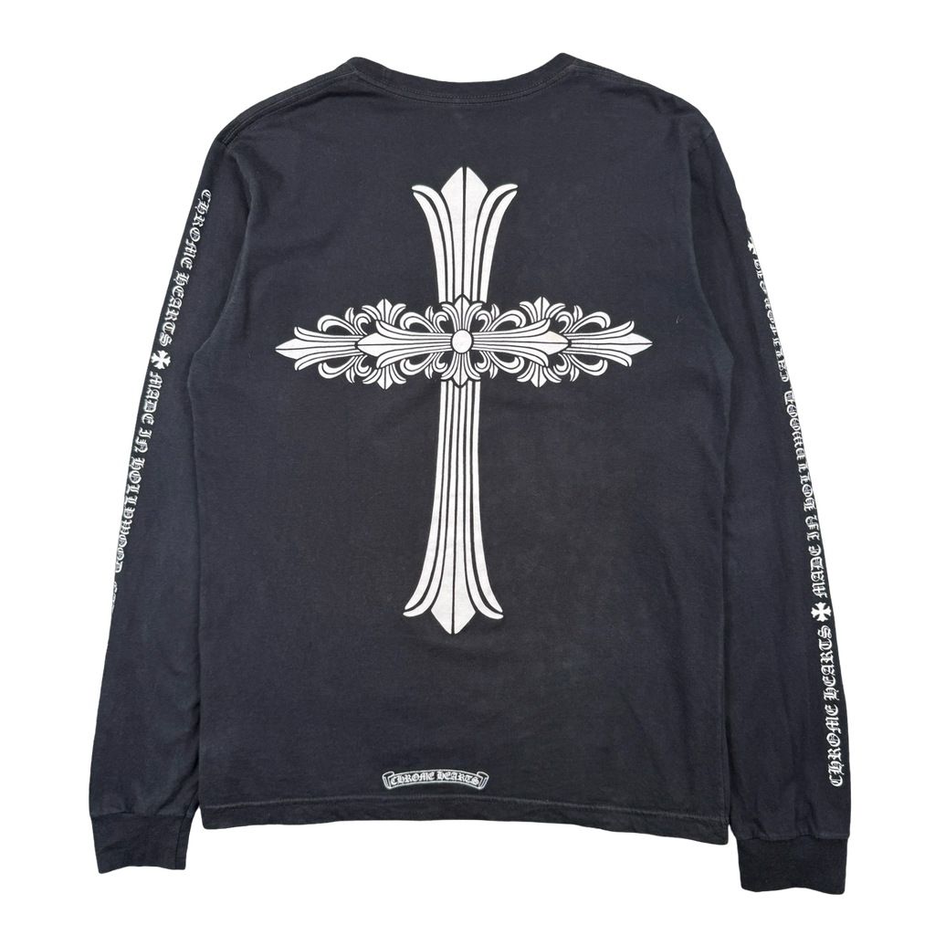 Chrome Hearts Cross Hollywood Script Sleeve L/S Tee Black