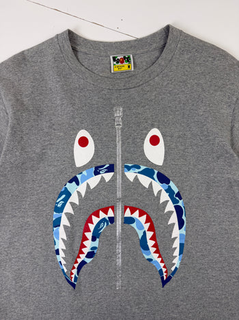 BAPE Zipper Shark Camo Tee Grey/Blue (USED)