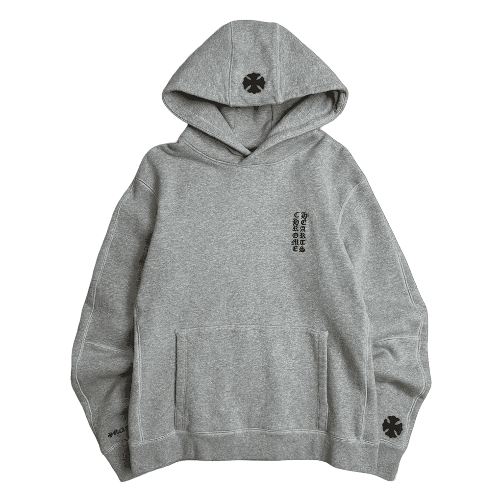Chrome Hearts Embroidered Vertical Logo Hoodie Grey