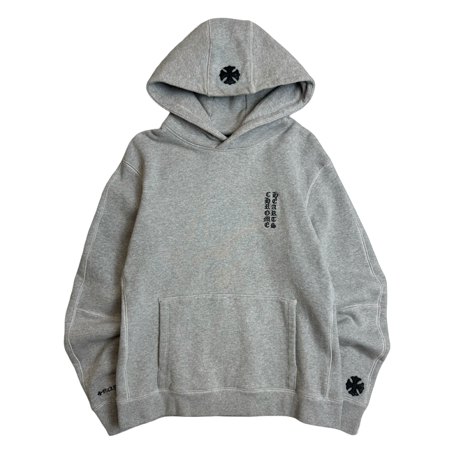 Chrome Hearts Embroidered Vertical Logo Hoodie Grey