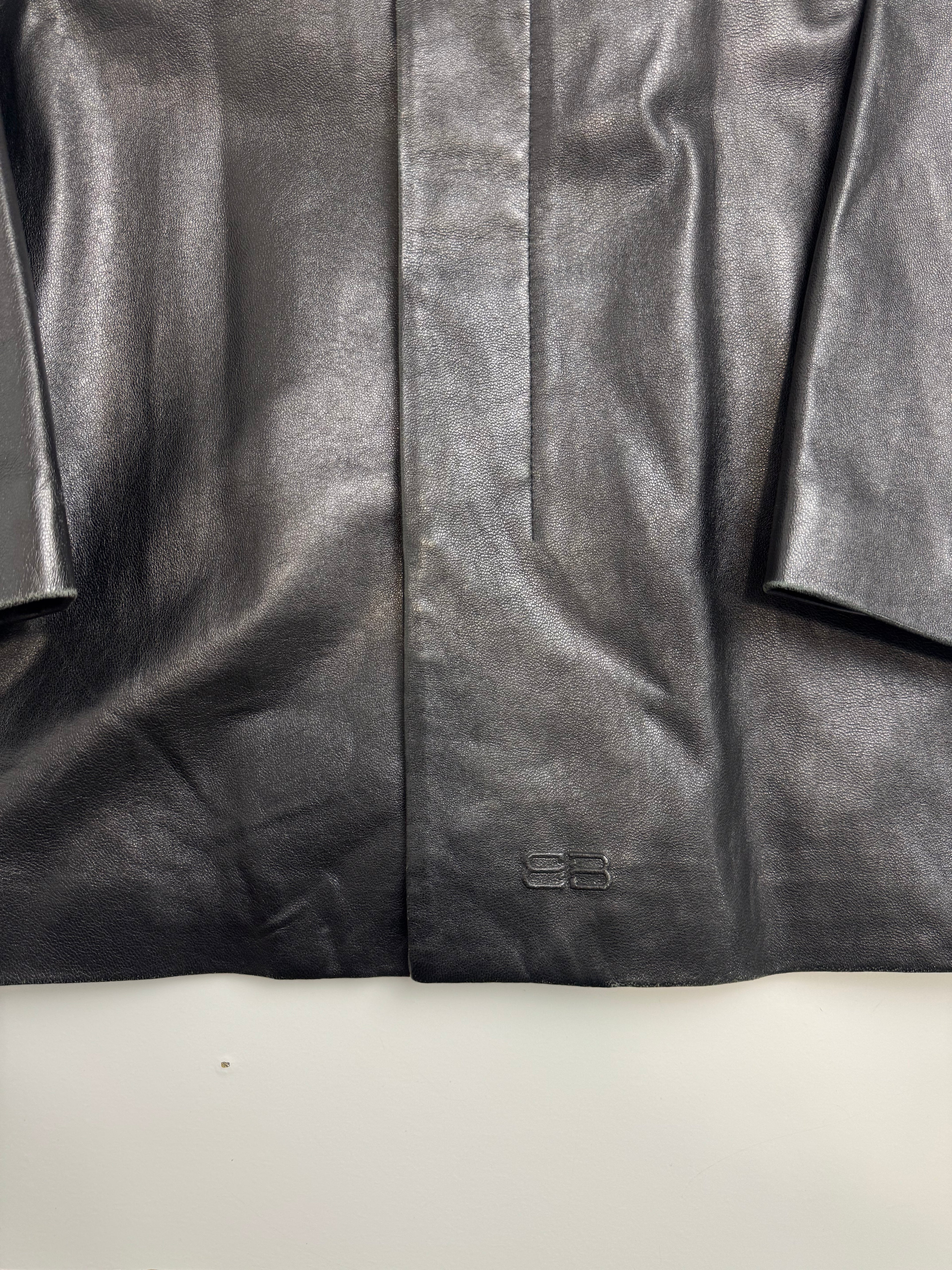 Vintage Balenciaga Paris BB Leather Coat Black