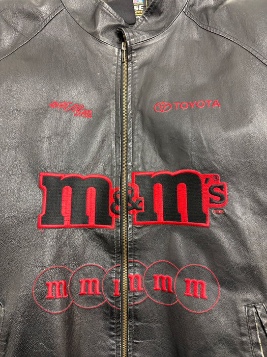 Vintage M&M Toyota Nascar Leather Jacket Black | Vitnage Clothing Store Canada