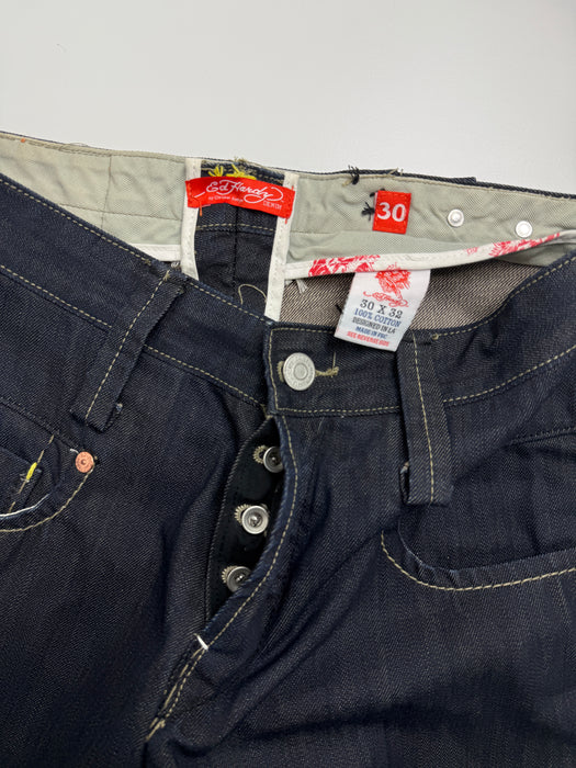 Ed Hardy Big Logo Spell Out Denim Pants | Vitnage Clothing Store Canada