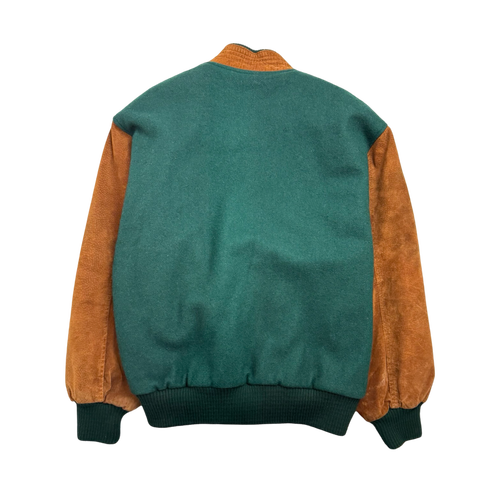 Vintage 90s Embroidered The Swamp Varsity jacket Green/Brown | Vintage Clothing Store Canada