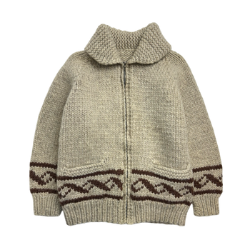 (S) Vintage 90s Wool Zip-Up Knit Beige