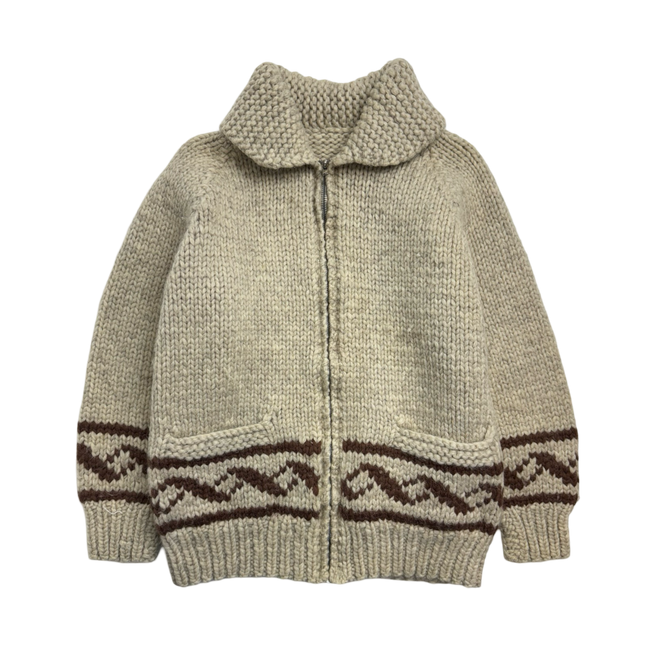 (S) Vintage 90s Wool Zip-Up Knit Beige