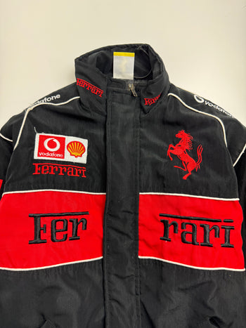 (XXS) Vintage 90s Ferrari ZIp-Up Racing Jacket Black