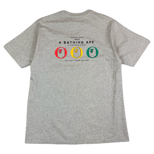 BAPE Rasta 3 Ape Heads Tee Grey | Vintage Clothing Store Canada