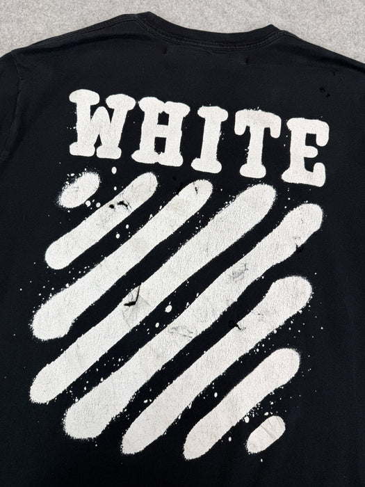 Off White x SSENSE Diagonal Spray Paint Tee Black (USED) | Vitnage Clothing Store Canada