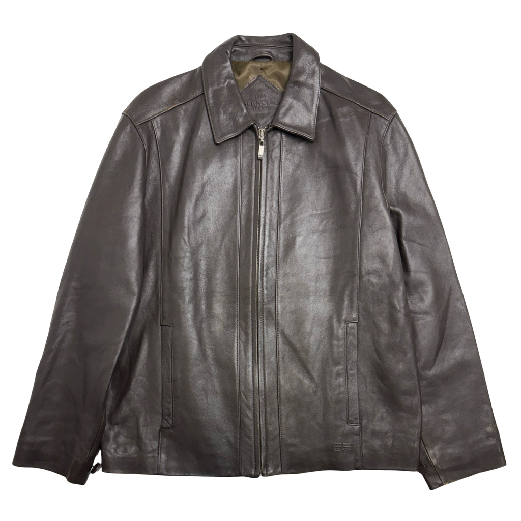 Vintage Balenciaga Paris BB Leather Jacket Brown