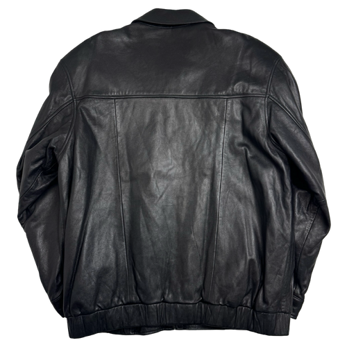 Vintage Balenciaga Paris Cinch Harrington Leather Jacket Black | Vintage Clothing Store Canada