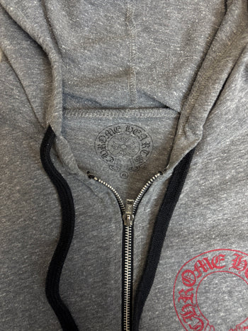 Chrome Hearts Red Horseshoe Multi Cross Zip Up Hoodie Grey